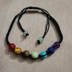 Chakra rainbow beaded adjustable bracelet